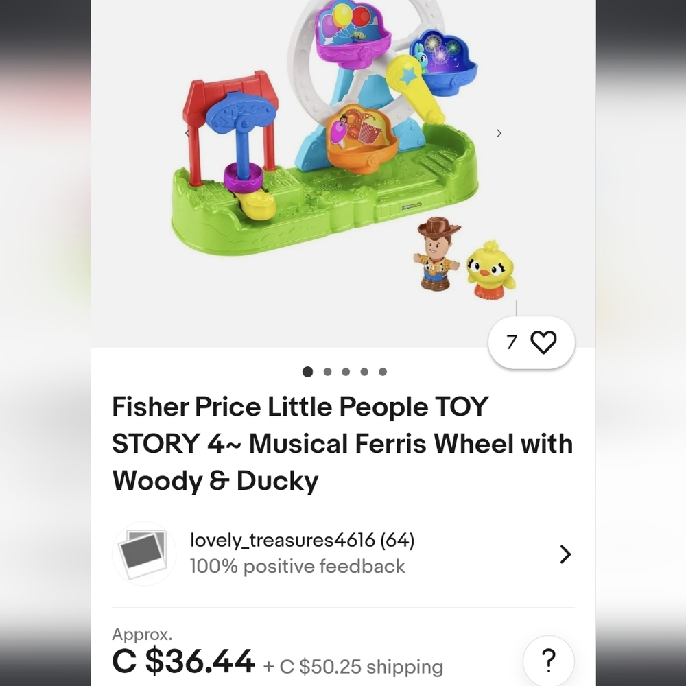 Fisher Price little people toy story 4 musical Farris wheel ONLY